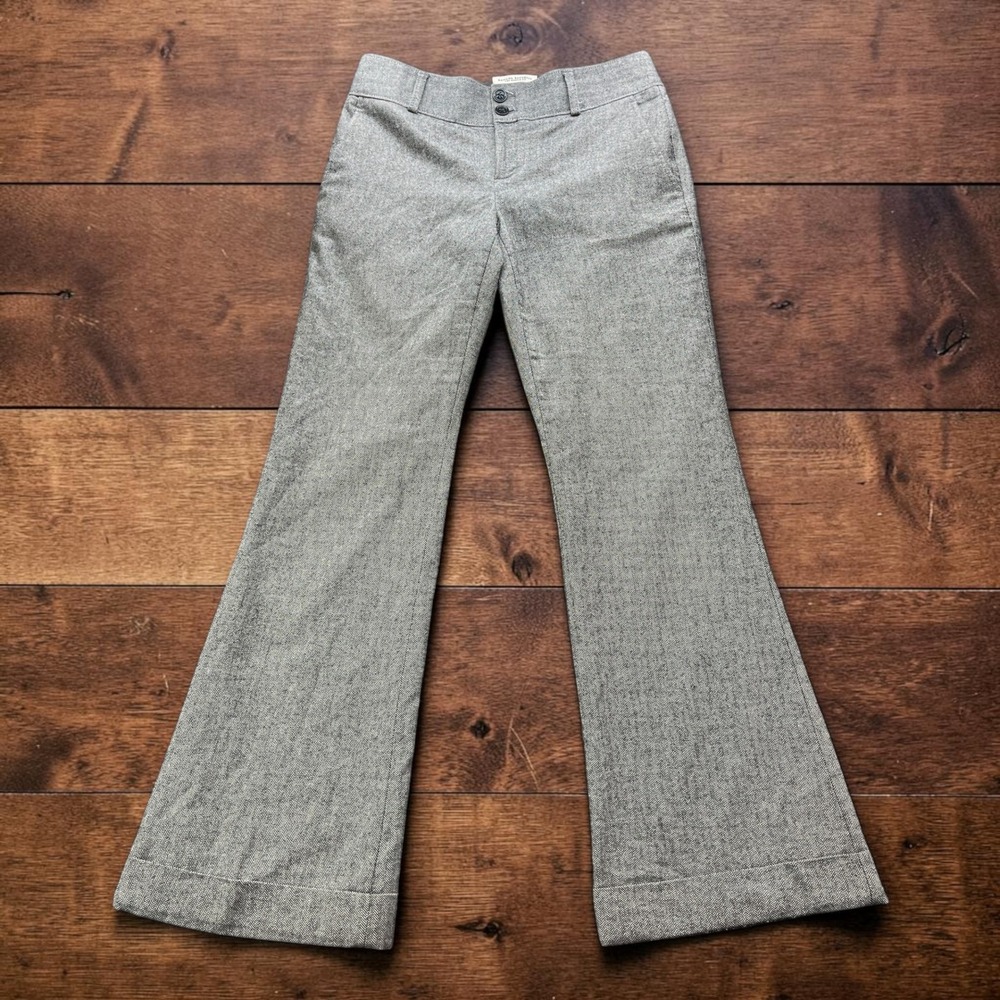 Banana Republic Martin Fit Grey Herringbone Wool Blend Wide Leg Pants Size 6